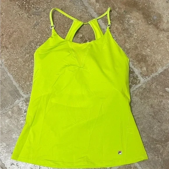 Fila top bright yellow athletic tank top with adjustable straps - Picture 5 of 5